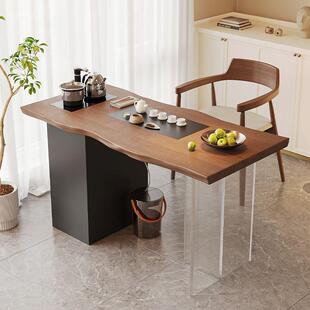 新中式实MOL木茶桌阳泡茶台茶盘约体新款简家用小户一型台茶桌椅