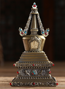 速发佛具用品仿古摆色菩提塔舍利塔佛塔家用供奉如件青来八塔小号