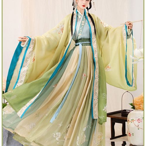 速发2024新款新款春夏装服中国风对襟飘领日常齐腰襦裙古汉仙气交