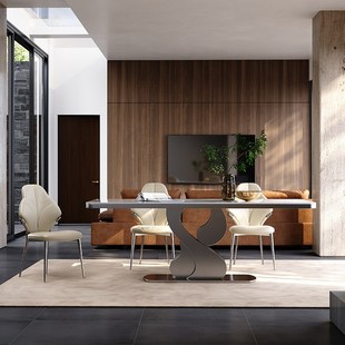 极简2024新款 速发轻奢岩板餐桌意式 餐桌椅组合简约家用小户型饭桌