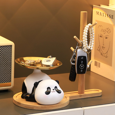 速发入户门熊猫收纳玄关托盘摆件客厅家居搬新家装饰乔迁新居礼品