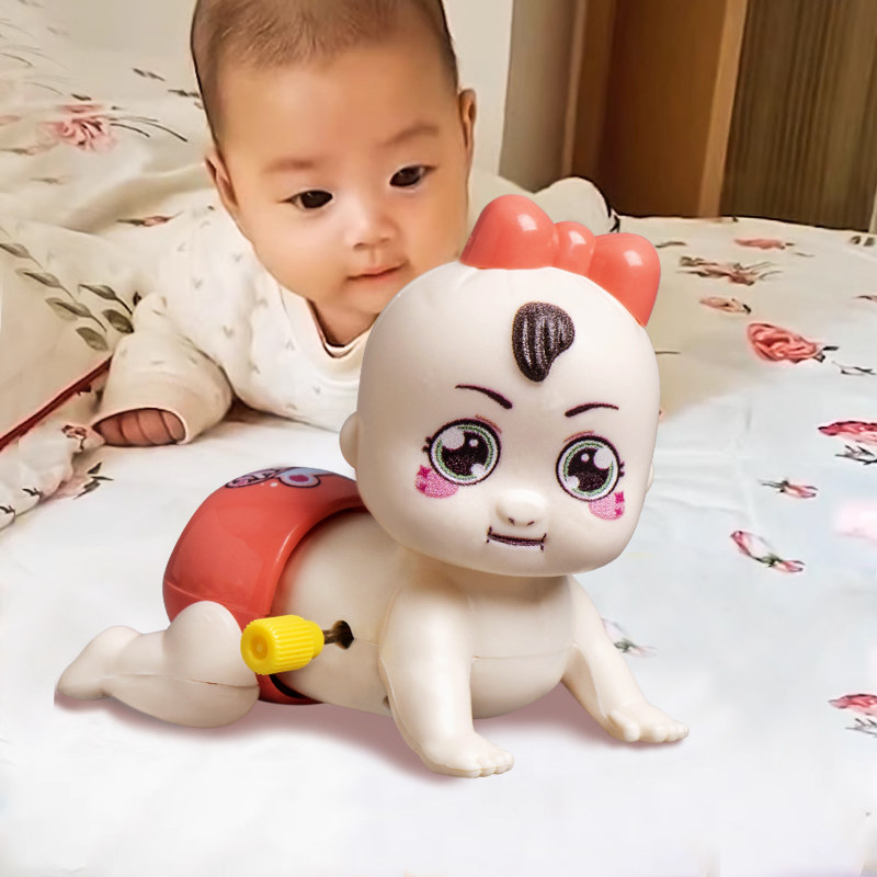 速发婴儿发条玩具上链上弦会动会学的迷你娃娃1一2岁宝宝孩爬男跑