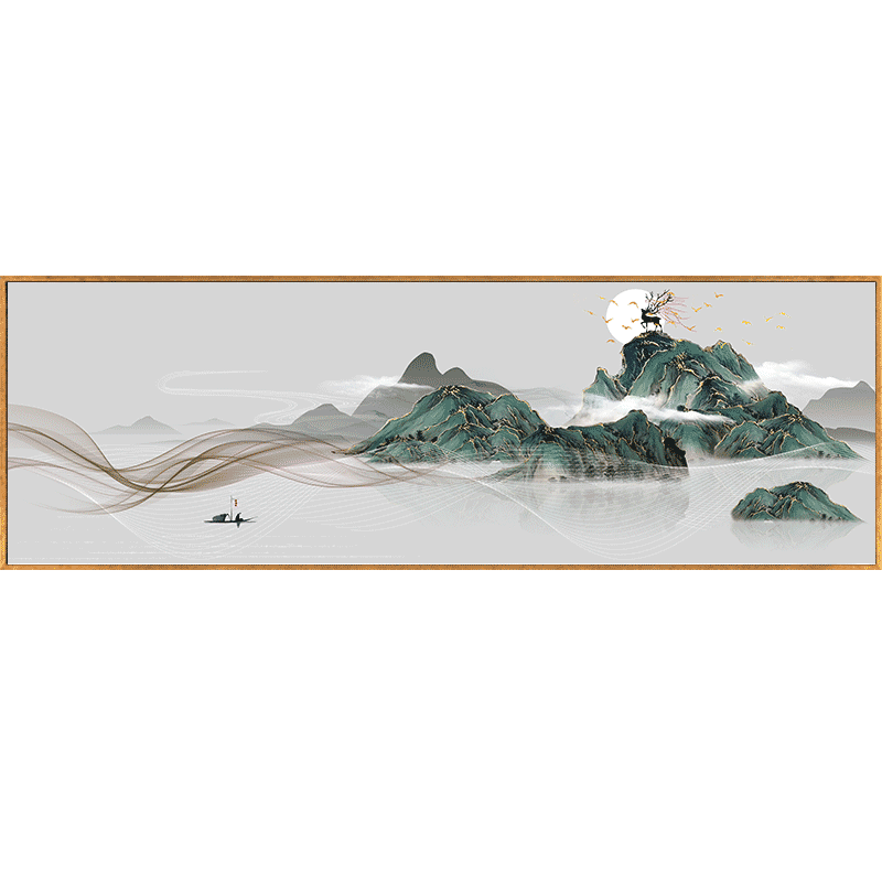 新中式墙壁挂画客厅装饰画茶室背景墙房间L壁画卧室床头墙面山水