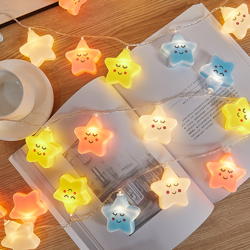 星星云朵b小彩灯卧室装饰灯儿童帐篷灯房间生日挂灯节日幼儿园布