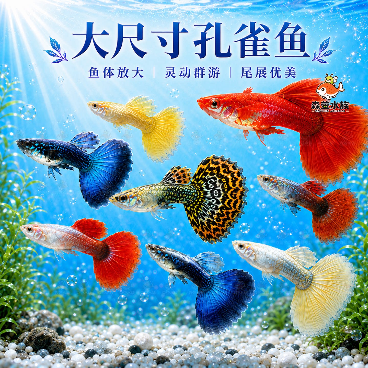 孔雀鱼凤尾淡水易繁殖耐活体好养纯种灯科小型热带斑马鱼观赏鱼苗