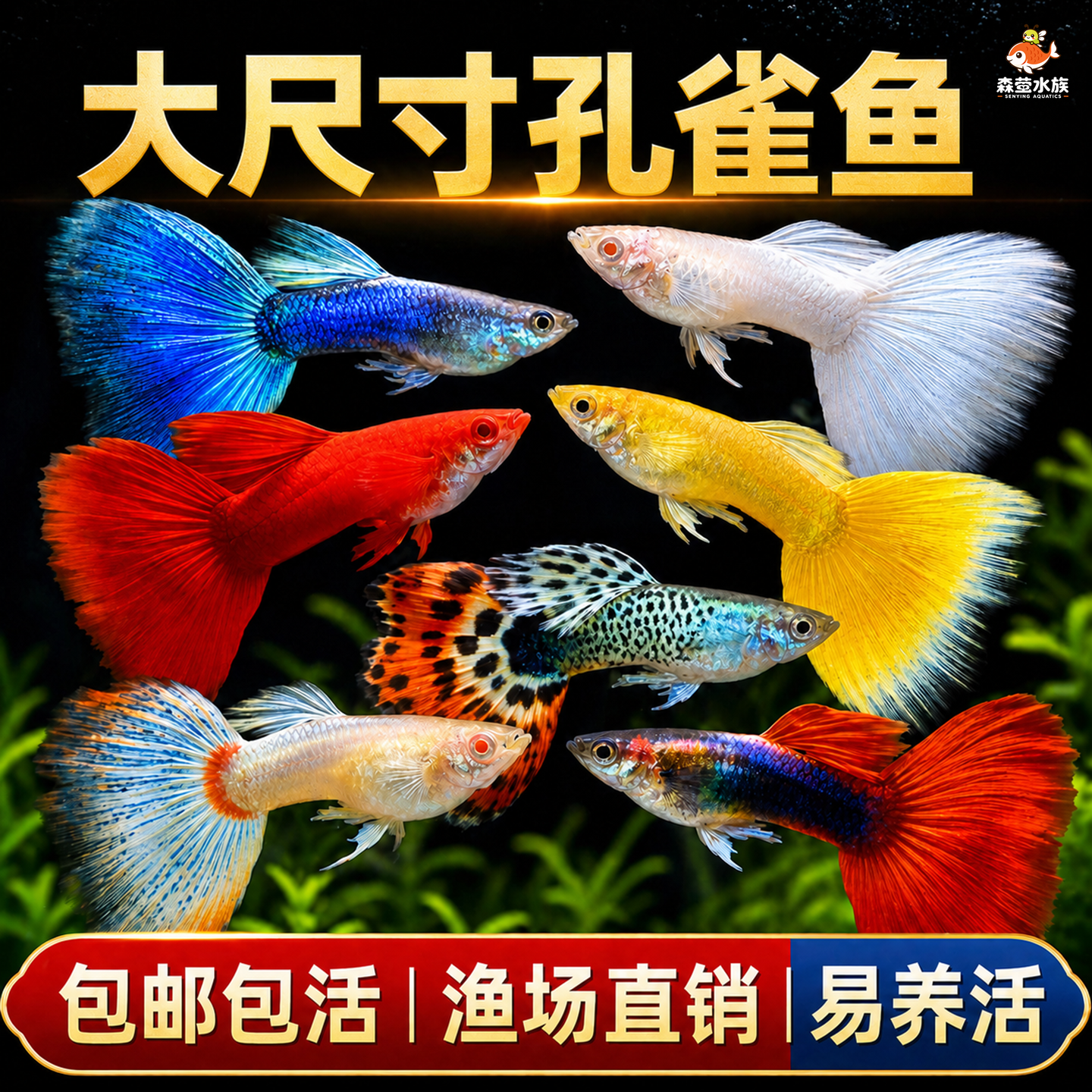 精品孔雀鱼热带纯种活鱼苗淡水小型好养易观赏鱼胎生凤尾鱼灯科鱼