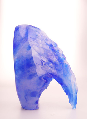 匠门琉璃蓝色抽象客厅摆件