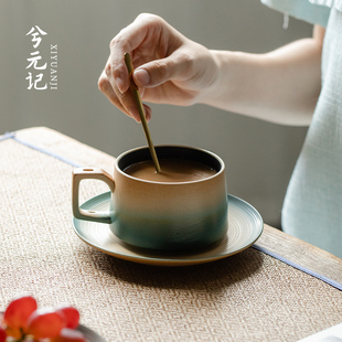 高档精致高颜值马克杯下午茶家用W办公杯轻奢杯 陶瓷咖啡杯碟套装