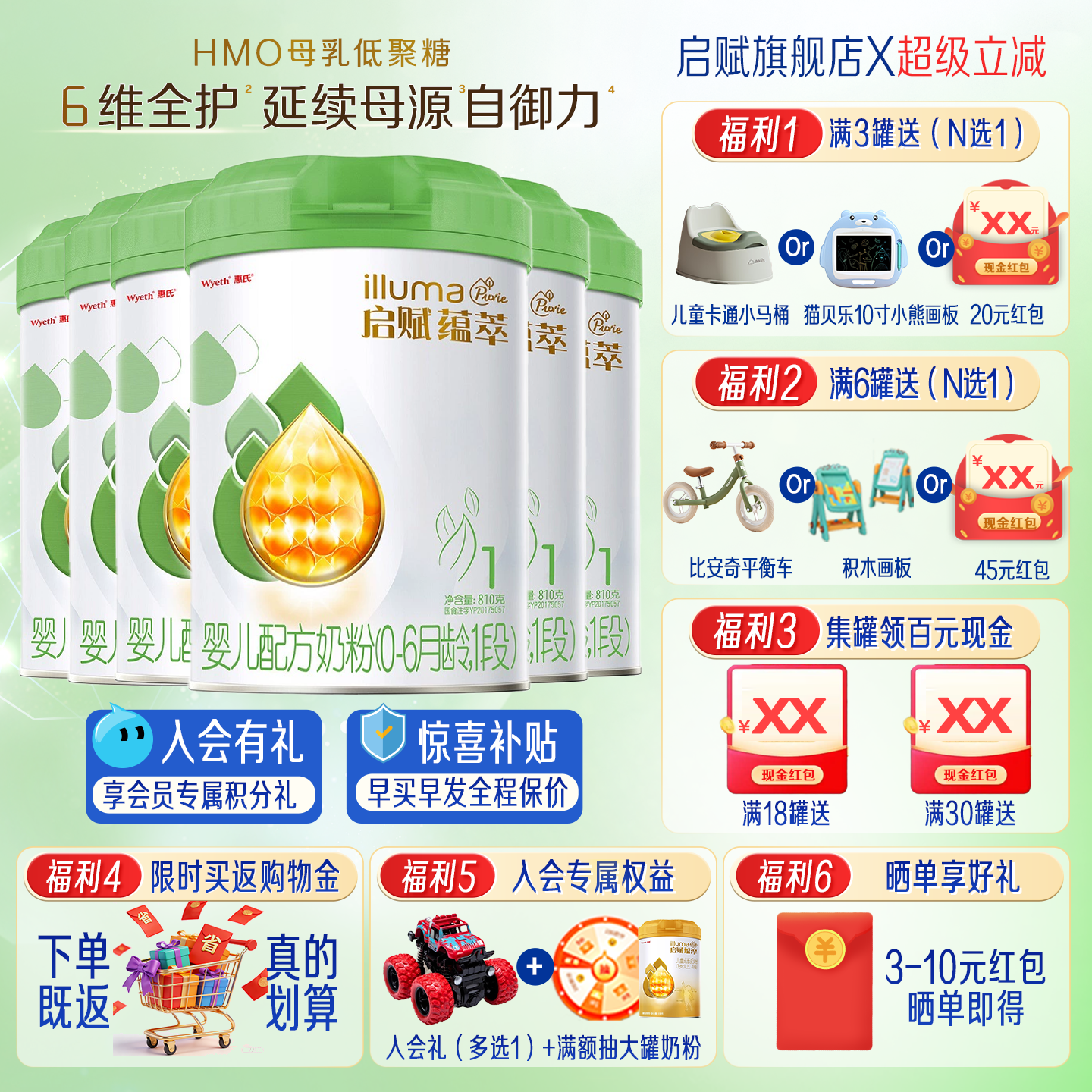 新国标启赋有机1段新生儿牛奶粉810g*6罐0-6个月一段进口官方正品