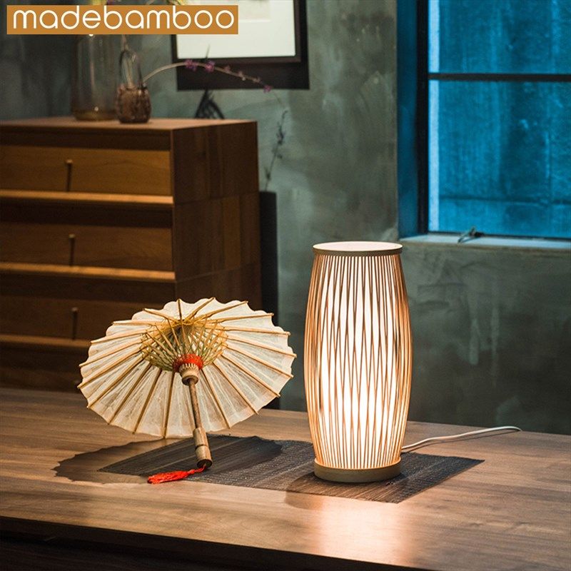 斯雨十竹九造 装饰小台灯 日式竹编灯 卧室床头 和室榻榻米 夜灯