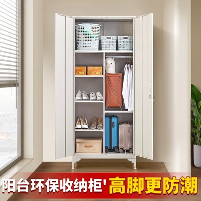 钢制鞋柜阳台带锁大容量多层室内储物收纳L柜一体靠墙行李箱存放