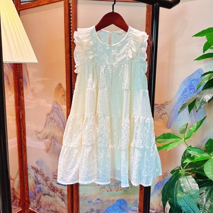 女孩蕾丝无袖 儿童公主裙无袖 连衣裙轻薄凉 2025新款 女童连衣裙夏装