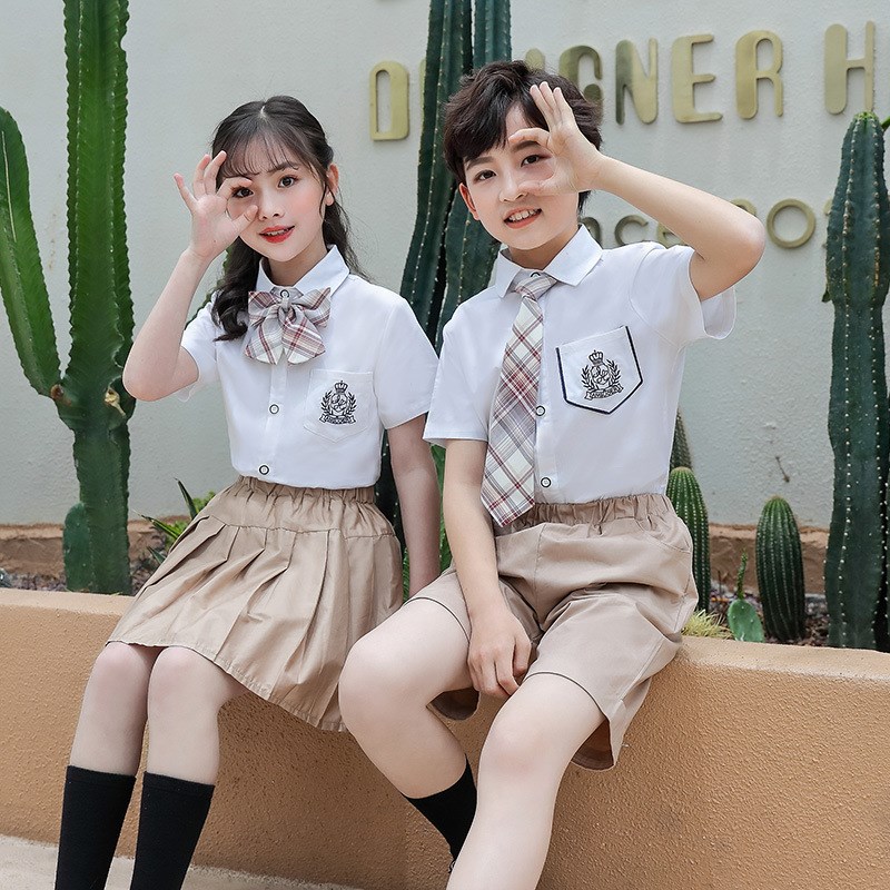 儿童礼服夏季幼儿园园服中小学生校服毕业季班服学院风短袖衬衣
