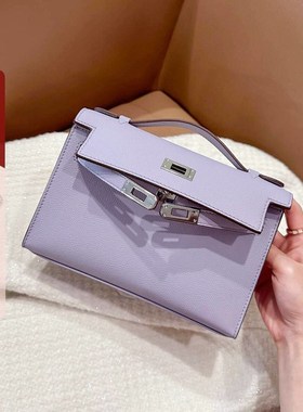 香芋紫色一代凯莉包女高级感宽肩带腋下包秋冬新款真皮单肩斜挎包