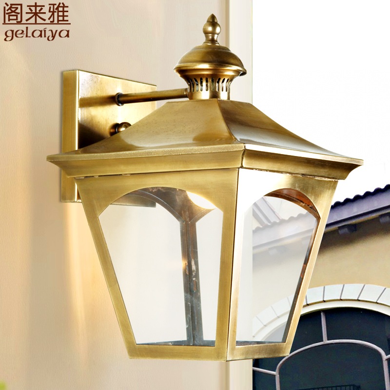 美式庭院墙壁灯户外防水防虫 别墅入户大门灯 欧式阳台灯黑色铜灯