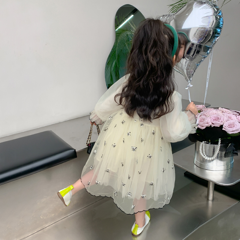 女童公主裙秋装2024新款小女孩宝D宝网纱蓬蓬裙子春秋款儿童连衣