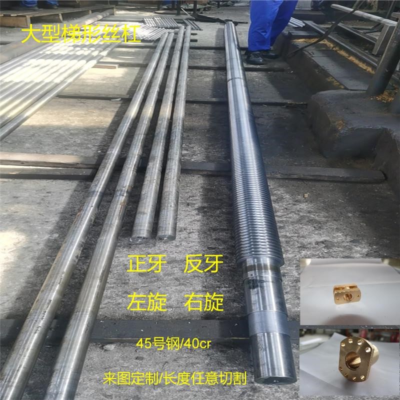 大型立柱传e动轴45号钢调制不锈钢梯形螺杆铜螺母加工T型丝杠螺母