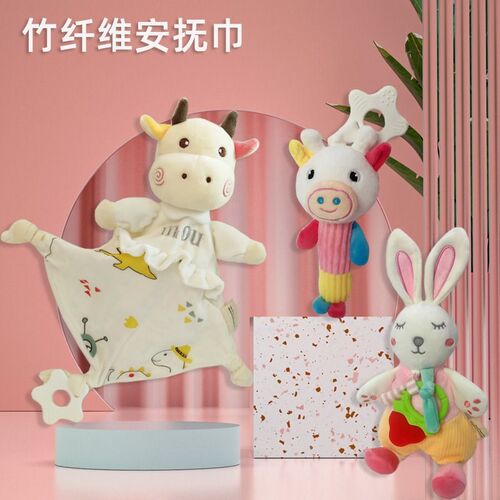 竹棉纱布安抚e巾婴儿可q入口安抚玩偶0-3岁宝宝睡眠毛绒安抚玩具