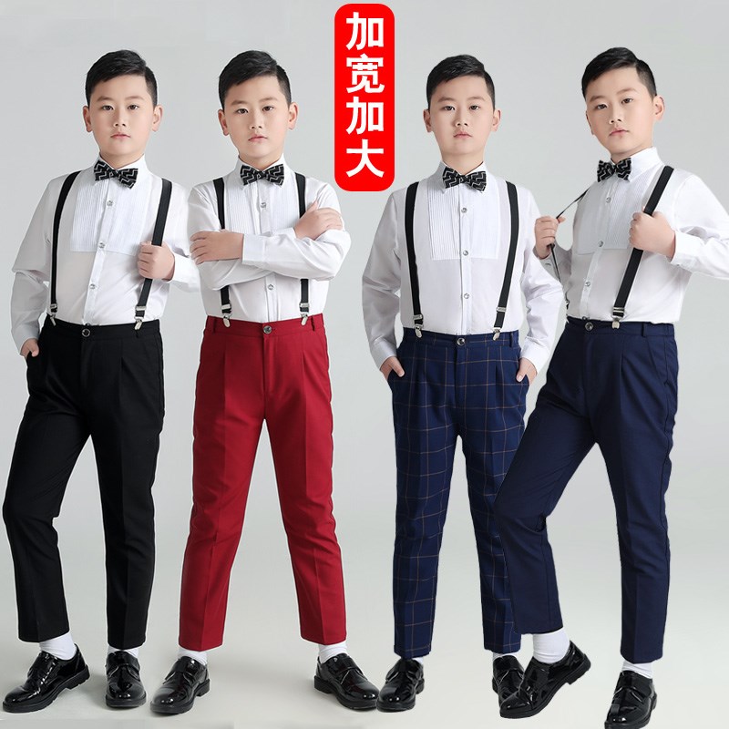 胖童演出服春夏款男童礼服加肥z加大码男孩背带裤大童主持钢琴表
