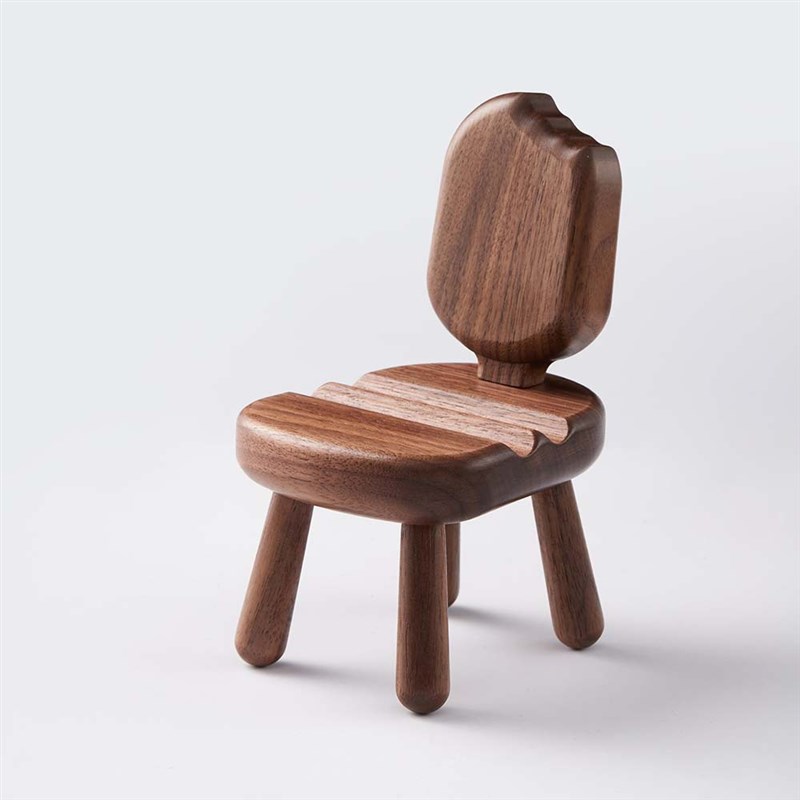 手机支架实木小凳子托架创意木制黑胡桃木桌面手机架