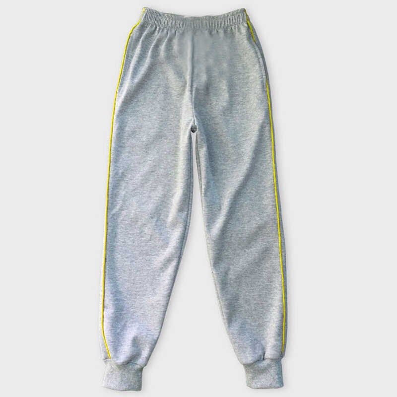 学生裤灰色裤子黄色细边杠中小学生束脚收口校服裤纯棉运动裤长裤
