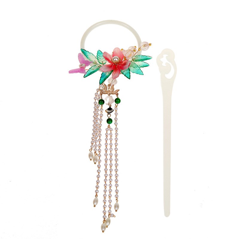 古风汉服配饰发饰流苏发圈发环后压仙气发簪手工简约儿童头饰成人