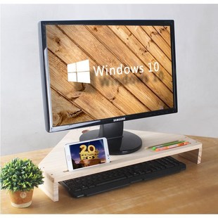 实木三角显示器增高架转角办公桌A面电脑液晶屏架子键盘收纳陈之