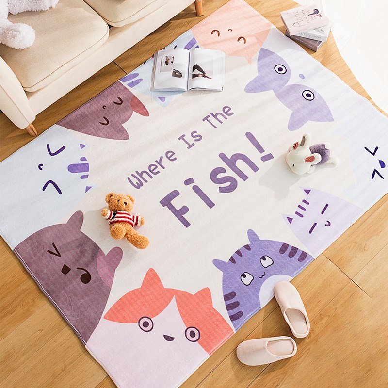儿童房间地毯卧室满铺卡通可爱公主床边毯家用地毯长方形客厅地垫