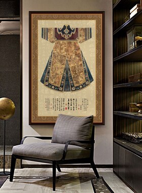 新中式客厅装饰画玄关龙袍书房古典服饰壁画展厅民宿卧室复古挂画