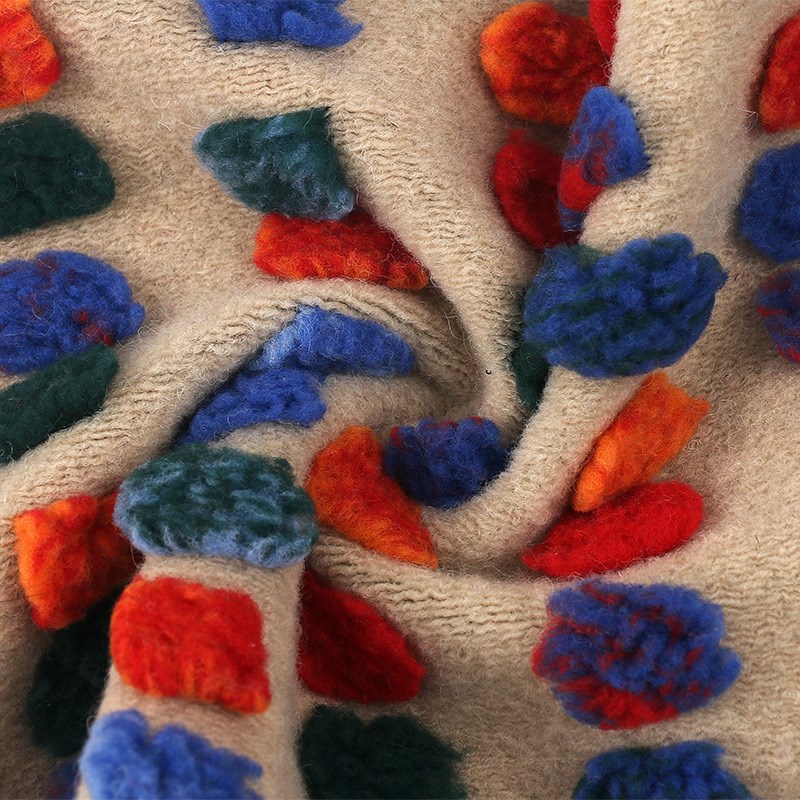 反吹风提花绒布  抱枕毛毯家具毛绒服装服饰 五彩波点绒布现货