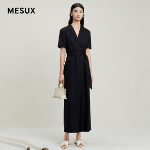 短袖 工装 连体裤 女中长款 MLMUP303 MESUX米岫夏季 配腰带 女装