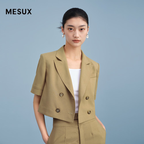 MESUX米岫夏新款进口仿麻面料双排扣翻领套装西装外套MKMUH101
