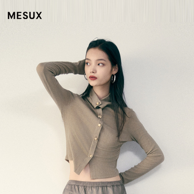 MESUX米岫新女绵羊毛混纺修身套头针织上衣MMWUD505