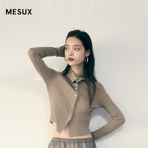 MESUX米岫秋冬女绵羊毛混纺修身套头针织上衣MMWUD505