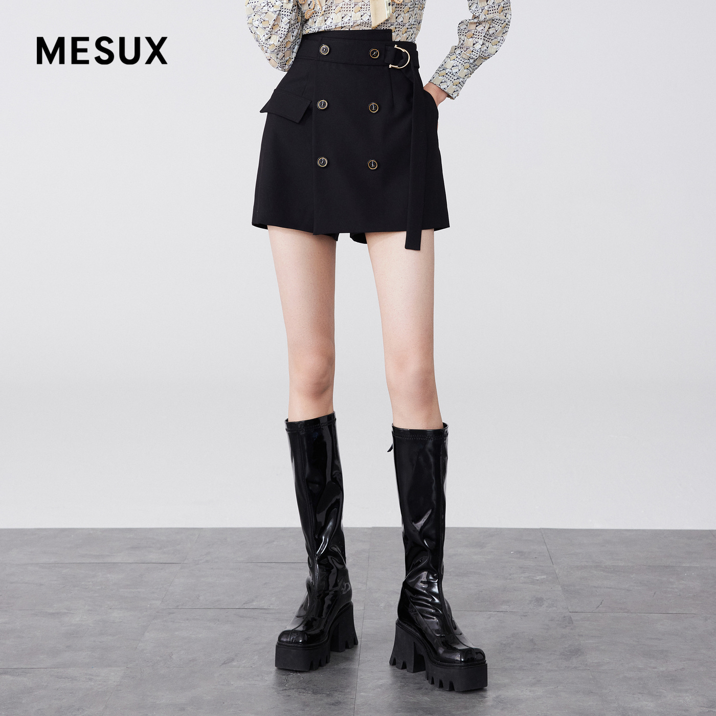 MESUX米岫【韩国进口面料】双排扣裙裤女MKSUQ101