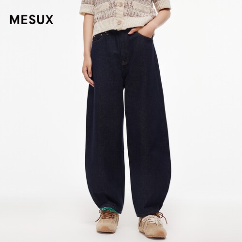 MESUX米岫秋季女装复古纯棉牛仔长裤香蕉裤MMFUR411