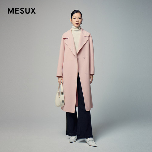 MESUX米岫冬季新品时尚设计翻领简约双面呢长大衣女MLWUI312