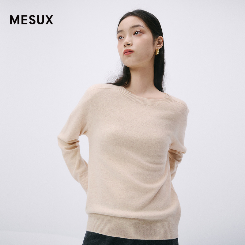 MESUX米岫圆领通勤简约牦牛绒保暖羊毛衫MMWUE