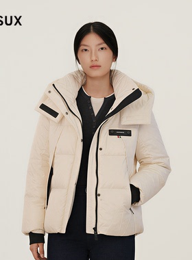 MESUX米岫25冬90鸭绒都市风高领连帽收袖口短款羽绒服MNWSL203