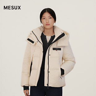 MESUX米岫25冬90鸭绒都市风高领连帽收袖 羽绒服MNWSL203 口短款
