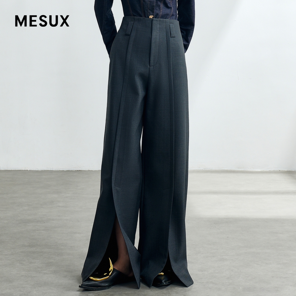 MESUX米岫秋季新品直筒裤女百搭长裤子女MLFUQ403