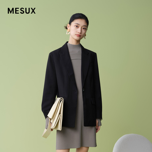 MKSDF103 外套女职业装 MESUX米岫羊毛撞色设计感宽松商场款 西装