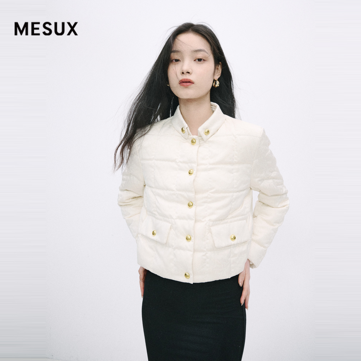 MESUX米岫新品白鸭绒90%短款箱型轻盈羽绒服外套女MMWUL206