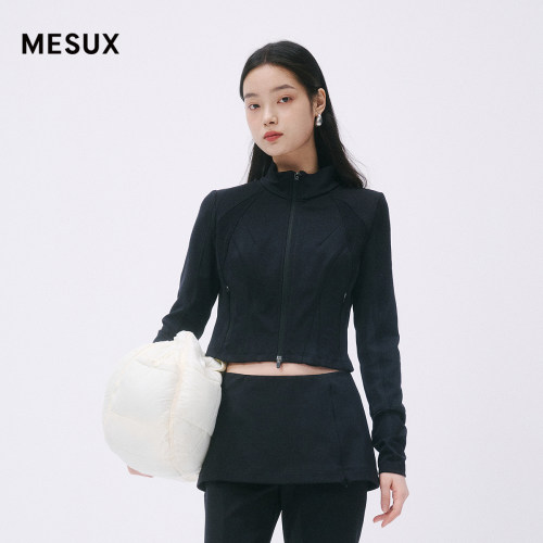 MESUX米岫秋冬结构圆领箱型外套短夹克运动外套女装MMWUD510