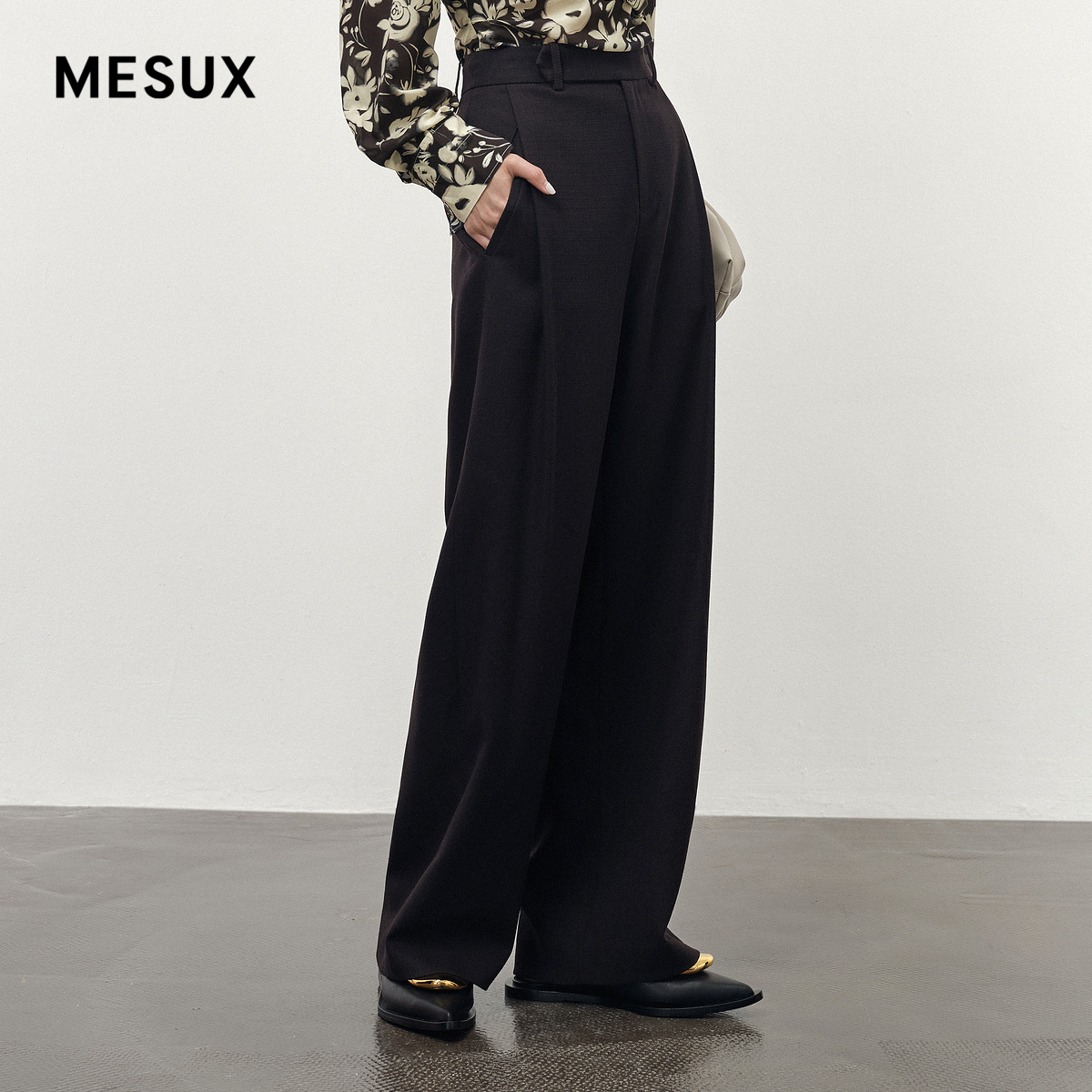 MESUX米岫秋季新品叠褶阔腿休闲裤女长裤子百搭MLFUQ401