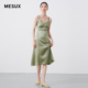 MESUX米岫商场款 醋酸丝绸华丽缎面复古宽吊带连衣裙MKSDO202