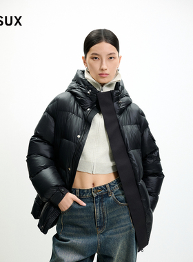 MESUX米岫90%白鸭绒山岩超柔面料连帽短款羽绒服女装MMWUL511