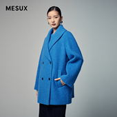 MESUX米岫冬季 韩国进口面料 进口绵羊毛翻领大衣女MLWUI