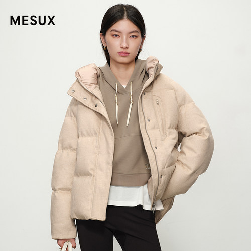 MESUX米岫骆驼绒X桑蚕丝面料90%白鸭绒极地羽绒服女MMWUL517