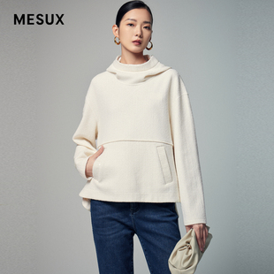 设计珠片装 时尚 饰连帽卫衣女MLWUZ302 新品 MESUX米岫冬季